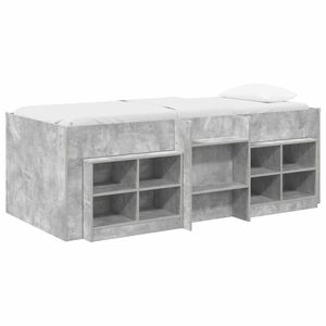 vidaXL Loft Bed Frame with Cabinet 3 pcs Concrete Grey Engineered Wood