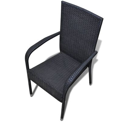 vidaXL Garden Chairs 2 pcs Poly Rattan Black