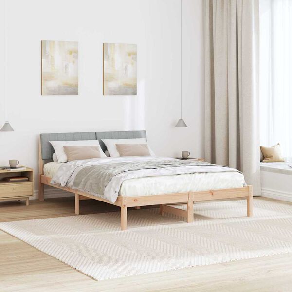 vidaXL Bed frame Brown and light grey 140 x 190 cm Solid pine wood