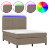 vidaXL Box Spring Bed with Mattress&LED Taupe 140x190 cm Fabric