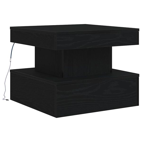 vidaXL Coffee Table with LED Lights Black Oak 50x50x40 cm