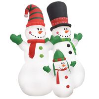 vidaXL Inflatable Snowman Family with LEDs 240 cm