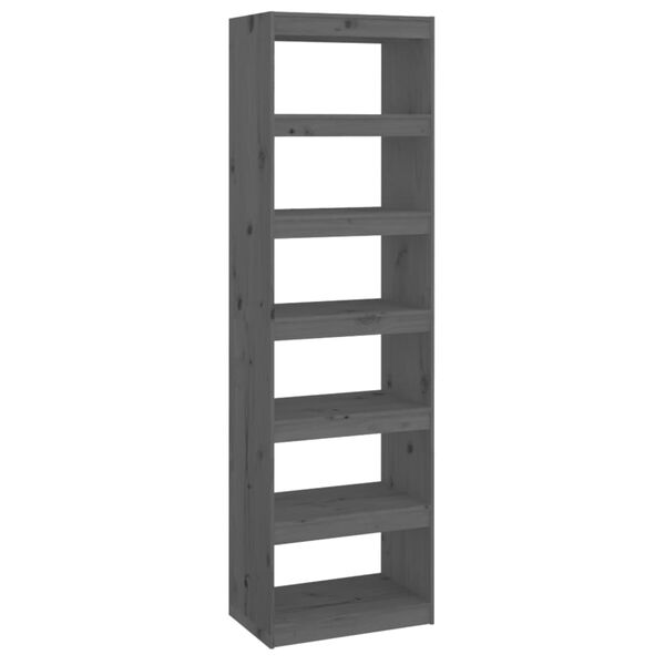 vidaXL Book Cabinet/Room Divider Grey 60x30x199.5 cm Solid Wood Pine