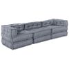 vidaXL Modular Sofa 3 pcs Grey Fabric