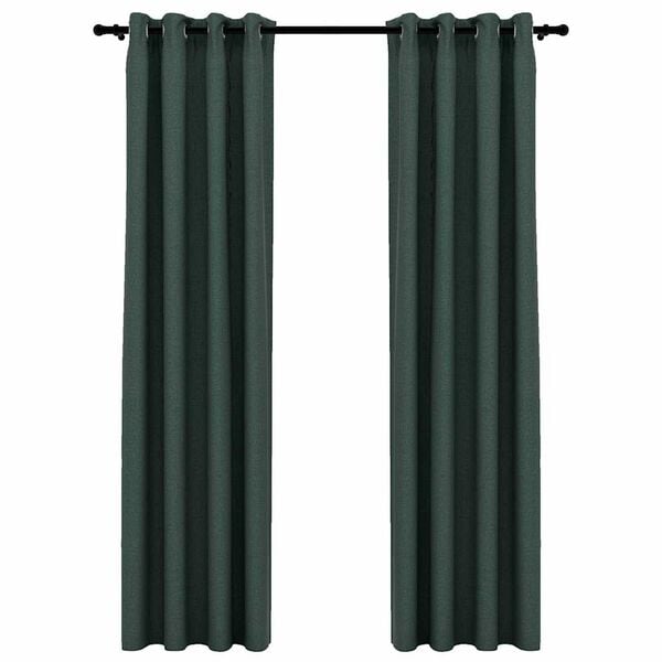 vidaXL Linen-Look Blackout Curtains with Grommets 2pcs Green 140x245cm