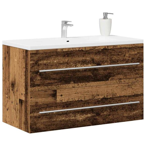 vidaXL Bathroom Sink Cabinet Old Wood 80x38.5x48 cm Engineered Wood