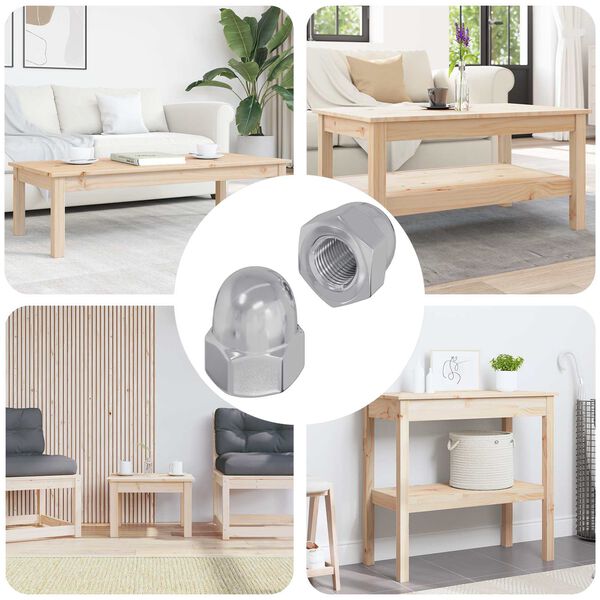 vidaXL Acorn Nuts 2 pcs Silver 12.8 x 12.8 x 6.5 cm Steel