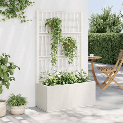 vidaXL Garden Planter with Trellis White 80x36x140 cm PP