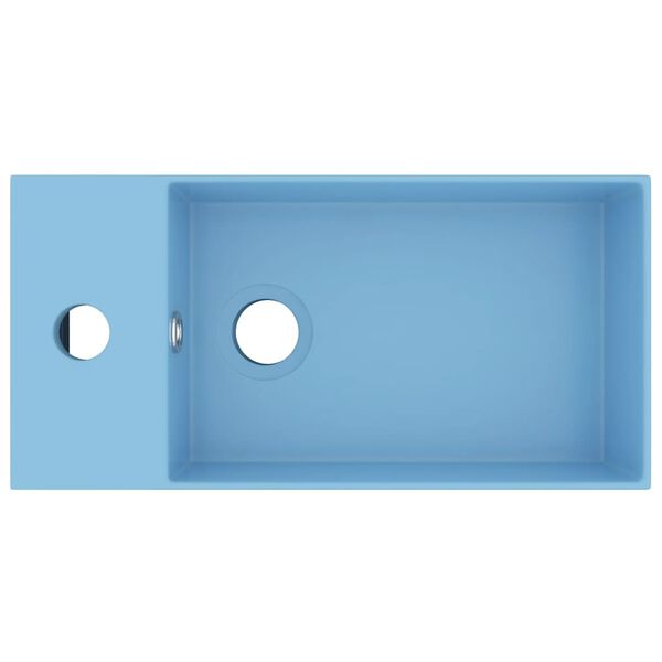 vidaXL Bathroom Sink with Overflow Ceramic Light Blue