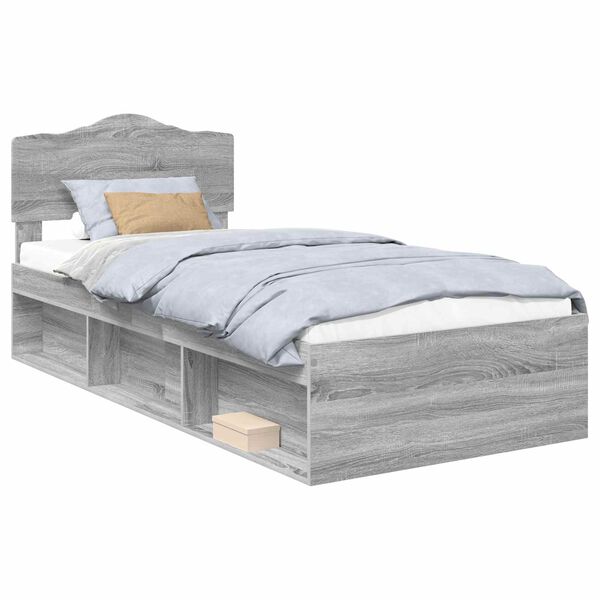 vidaXL Bed Frame Grey Sonoma 90 x 190 cm Solid Pine Wood