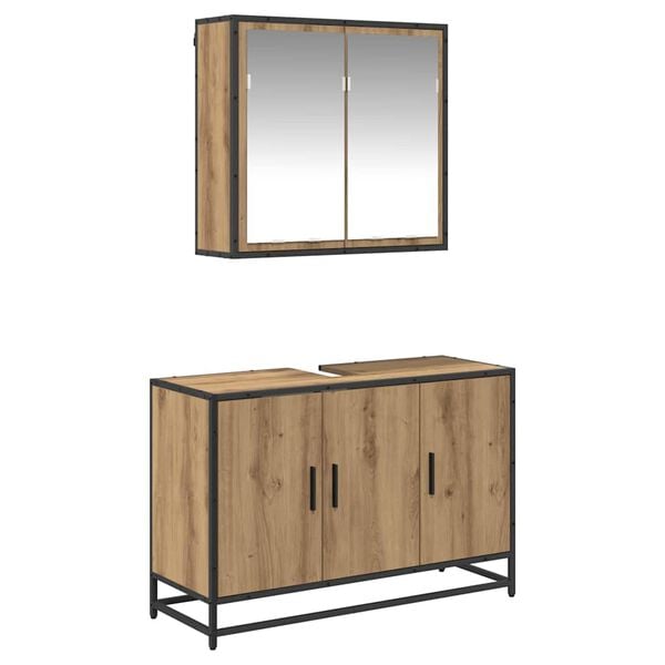 vidaXL Bathroom Furniture Set 2 pcs Artisan oak Engineered wood