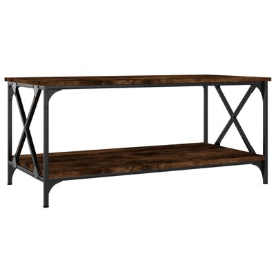 vidaXL Coffee Table Smoked Oak 100x50x45 cm Engineered Wood and Iron