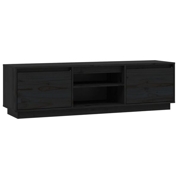 vidaXL TV Cabinet Black 140x35x40 cm Solid Wood Pine
