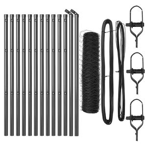 vidaXL Hexagonal Fence Ground Fix 25 x 0.4 m PVC-Coated Steel Grey