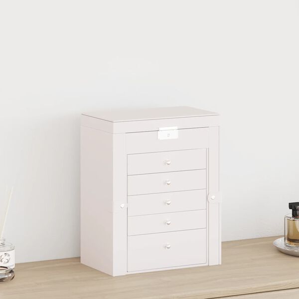vidaXL Jewellery Box 6-Layer with Mirror Lockable White