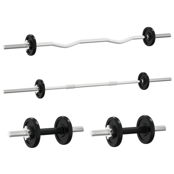 vidaXL Barbell and Dumbbell with Plates 60 kg Cast Iron