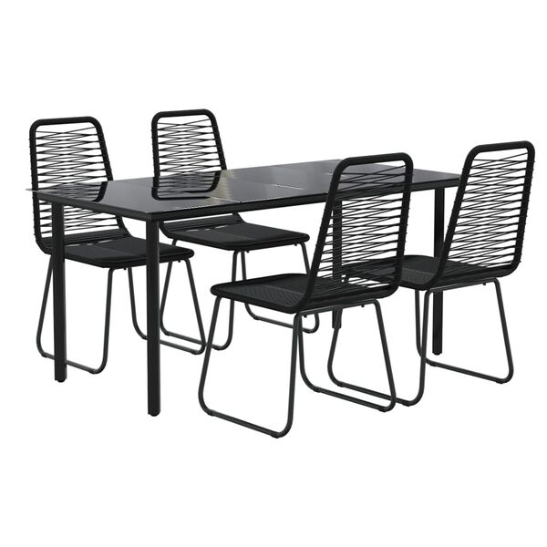 vidaXL 5 Piece Garden Dining Set Black