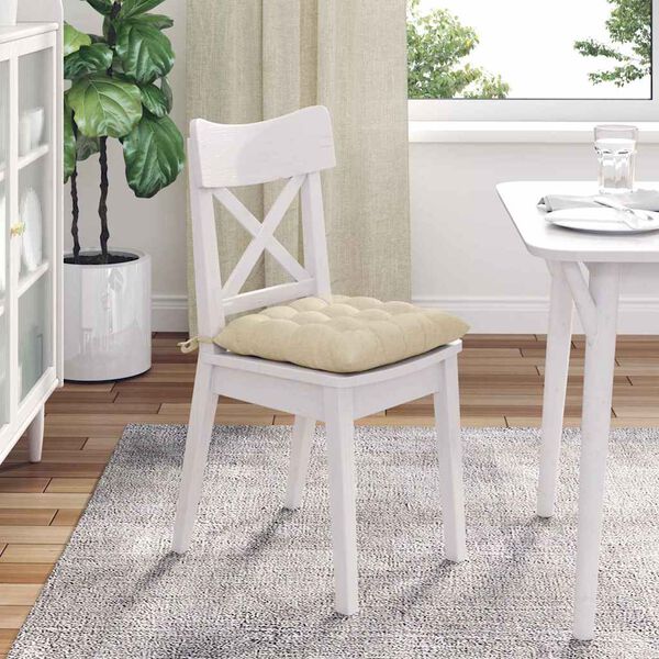 vidaXL Seat Cushions 2 pcs Cream 40 x 40 x 6 cm Fabric