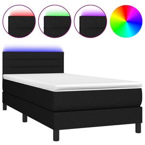 vidaXL Box Spring Bed with Mattress&LED Black 80x200cm Fabric