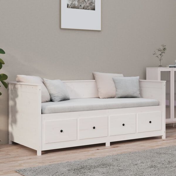 vidaXL Day Bed without Mattress White 75x190 cm Small Single Solid Wood Pine
