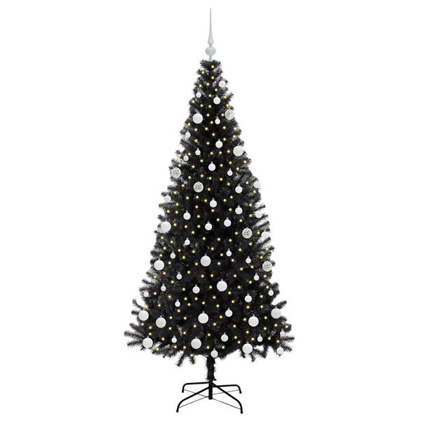 vidaXL Christmas Tree with 300 LEDs with Stand Black 180 cm PVC
