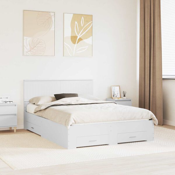 vidaXL Bed Frame with Headboard White 140 x 200 cm Engineered Wood