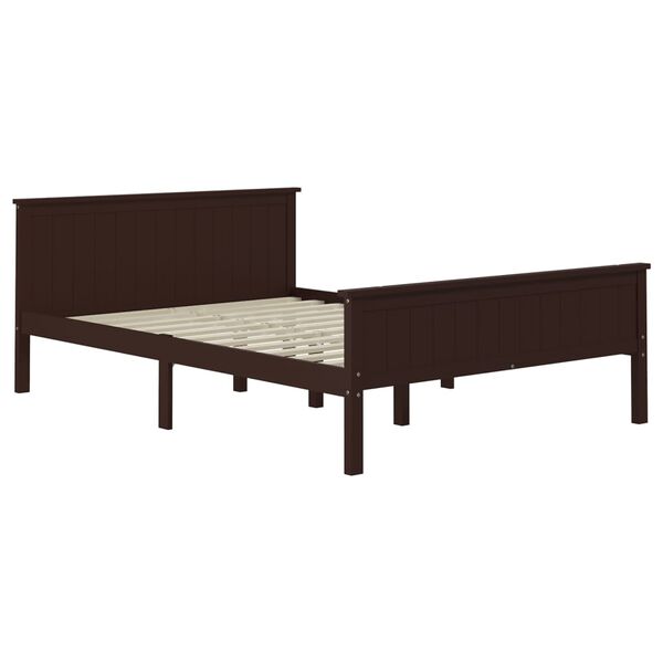 vidaXL Bed Frame without Mattress Dark Brown Solid Wood Pine 140x200 cm