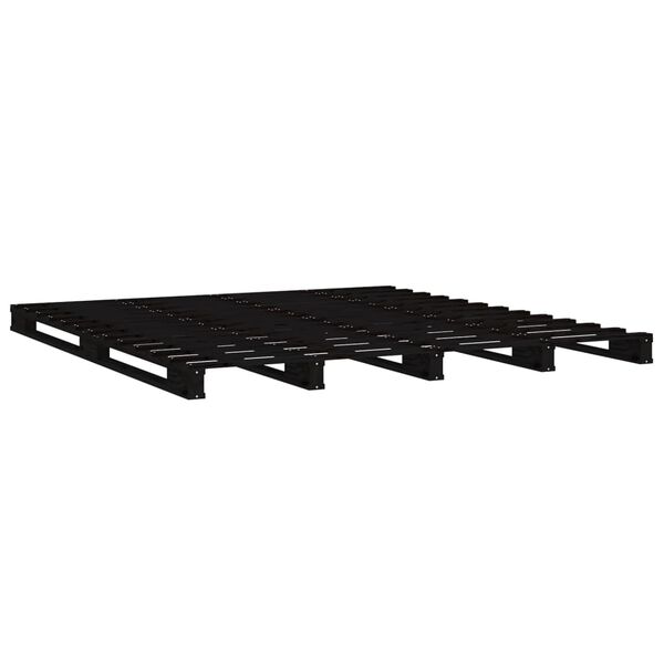 vidaXL Pallet Bed without Mattress Black Super King Size Solid Wood