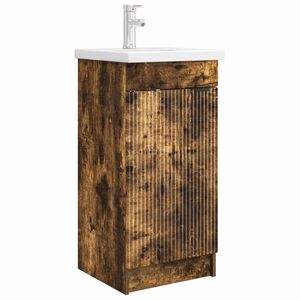 vidaXL Bathroom Vanity with Sink Smoked Oak 42 x 40 x 84.5 cm