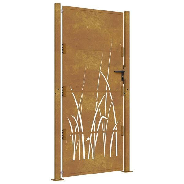 vidaXL Garden Gate 100x200 cm Corten Steel Grass Design