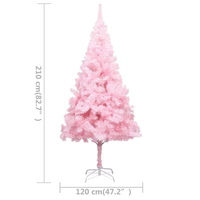 vidaXL Artificial Pre-lit Christmas Tree with Stand Pink 210 cm PVC