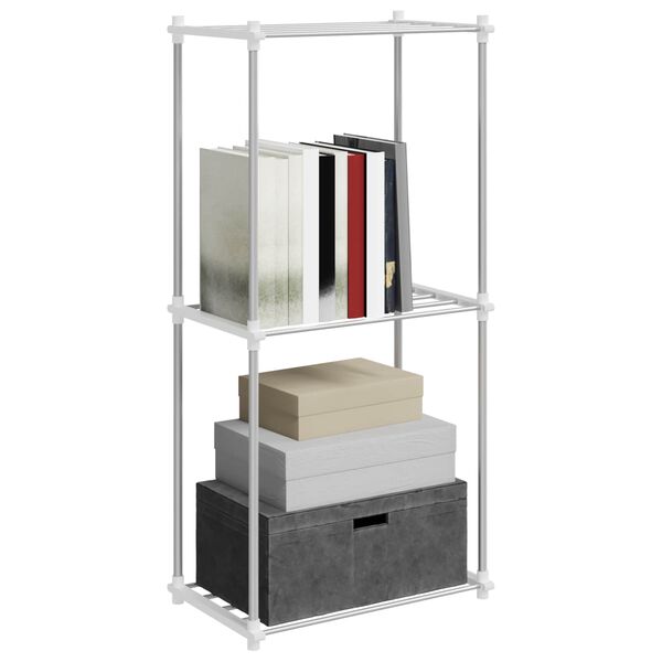 vidaXL Tubular Shelf with Storage White 42.5 x 27 x 91.5 cm Aluminium