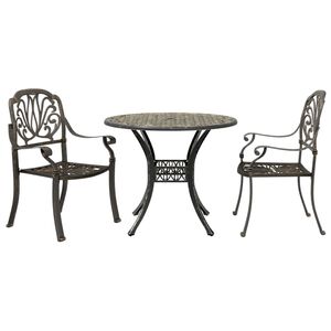 vidaXL 3 Piece Bistro Set Bronze Cast Aluminium