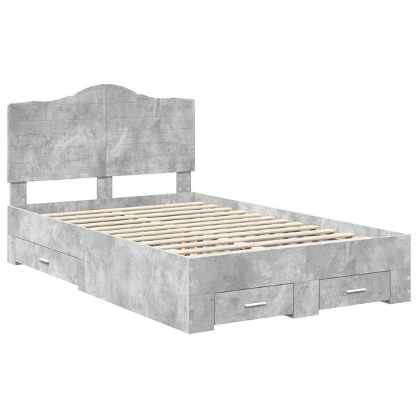 vidaXL Bed Frame Concrete Grey 120 x 190 cm Engineered Wood