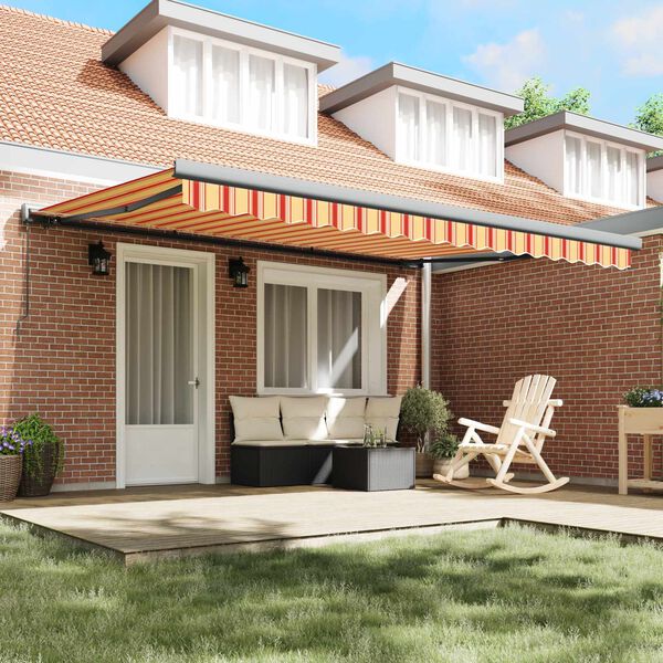 vidaXL Retractable Awning Yellow and Orange 400 x 300 cm