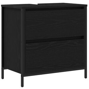 vidaXL Bathroom Basin Cabinet with Drawers Black Oak 60x34,5x60 cm