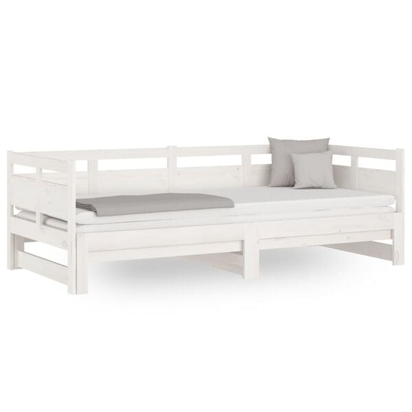 vidaXL Pull-out Day Bed without Mattress White 2x(80x200) cm
