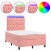 vidaXL Box Spring Bed with Mattress&LED Pink 120x200 cm Velvet