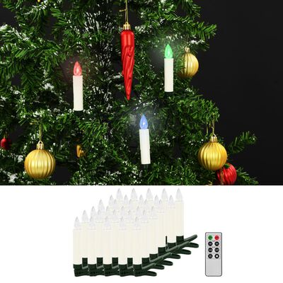 vidaXL Christmas Wireless LED Candles with Remote Control 30 pcs RGB