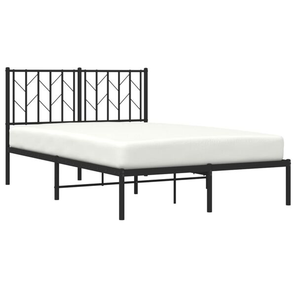 vidaXL Metal Bed Frame without Mattress with Headboard Black 120x200cm