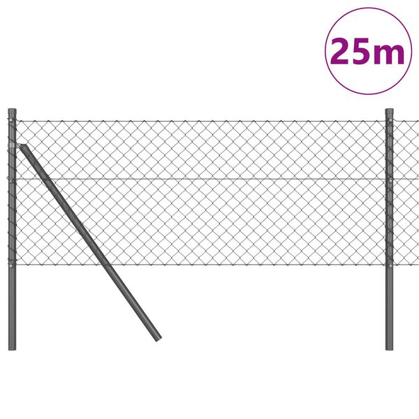 vidaXL Fence Post Grey 25 x 0.6 m (40 x 40 mm mesh) Steel and PVC