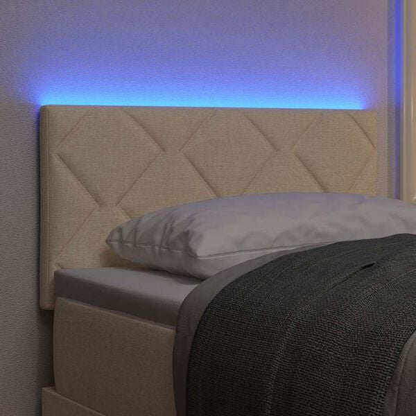 vidaXL Headboard with LED Strip Lights Adjustable Cream 80 cm Fabric