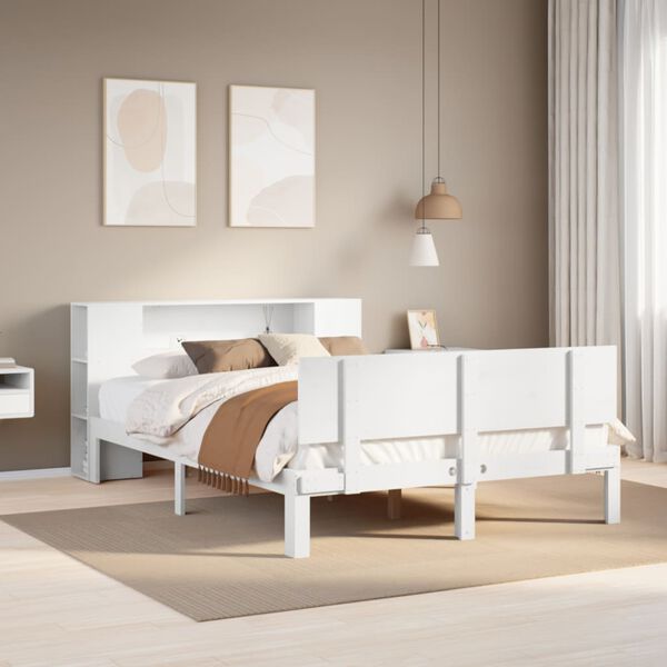 vidaXL Bookcase Bed without Mattress White 120x200cm Solid Wood Pine