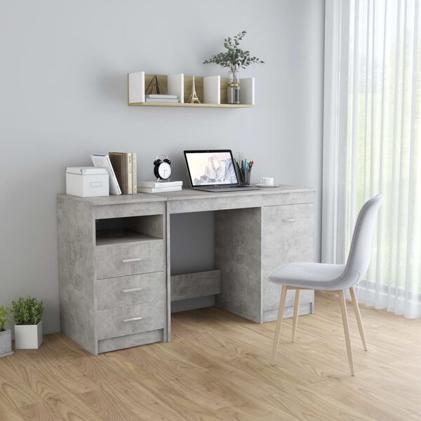 vidaXL Desk Concrete Grey 140x50x76 cm Engineered Wood