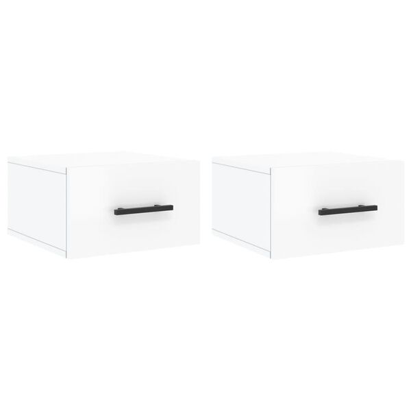 vidaXL Wall-mounted Bedside Cabinets 2 pcs High Gloss White 35x35x20 cm