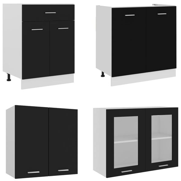 vidaXL 4 Piece Kitchen Cabinet Set Lyon Black Engineered Wood