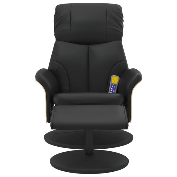 vidaXL Massage Recliner Chair with Footstool Black Faux Leather