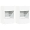 vidaXL Wall Cabinets with LED Lights for TV 2 pcs White 40x30x60,5 cm