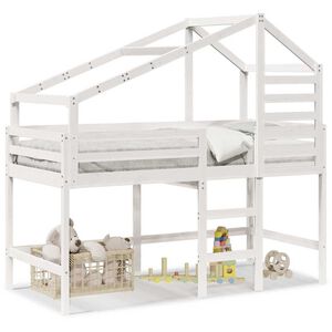 vidaXL Loft Bed with Ladder and Roof without Mattress White 90x190 cm Single
