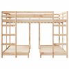 vidaXL Triple Bunk Bed Frame Brown 160 x 200 cm Solid Pine Wood